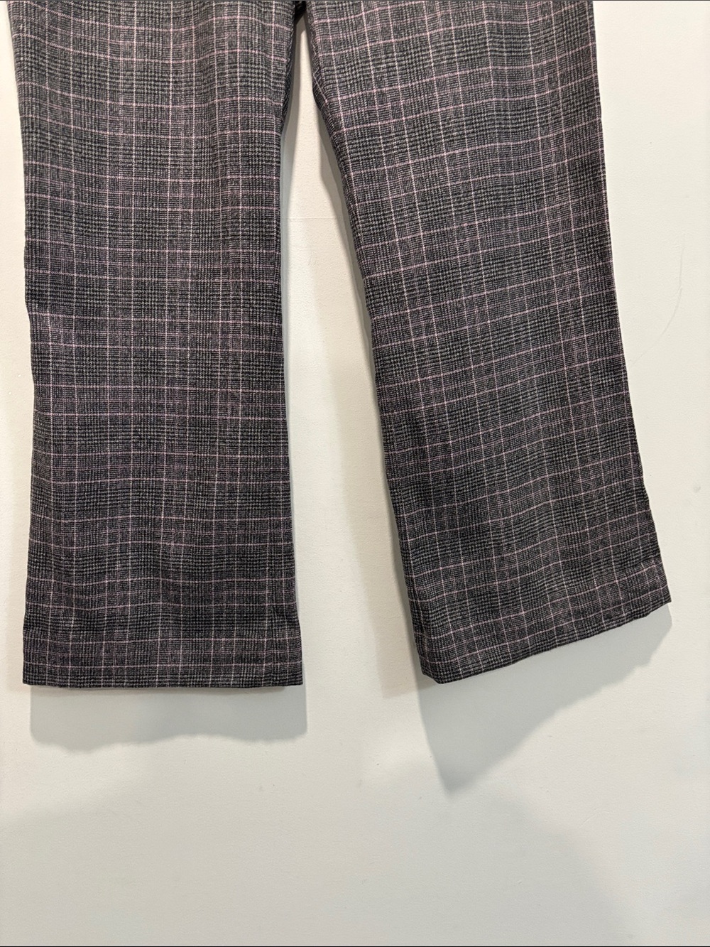 Teenflo Wool Plaid Wide-Leg Dress Pants Size 10 Black Grey Pink - Picture 7 of 16
